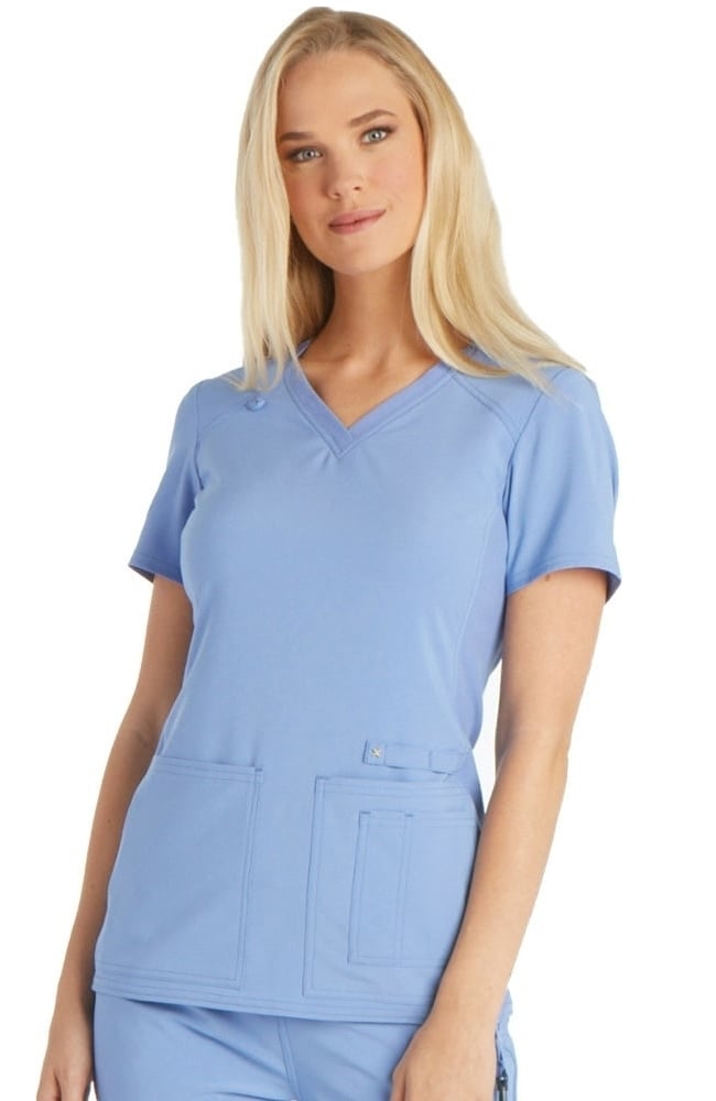 Cherokee iflex Womens V-neck Knit Panel Scrub Top