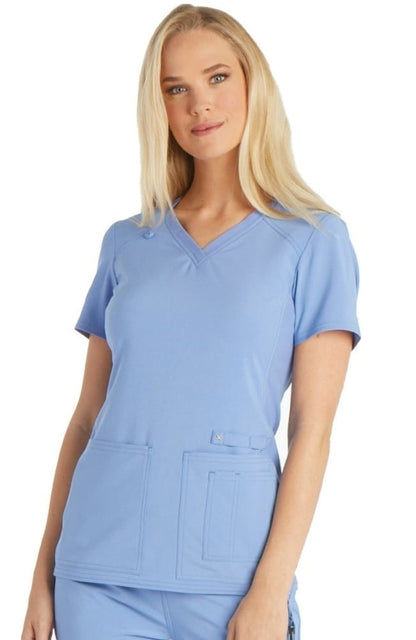 Cherokee iflex Womens V-neck Knit Panel Scrub Top