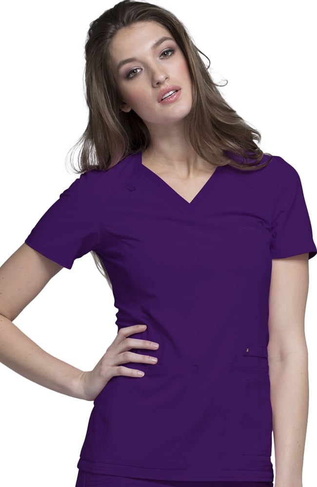 Cherokee iflex Womens V-neck Knit Panel Scrub Top