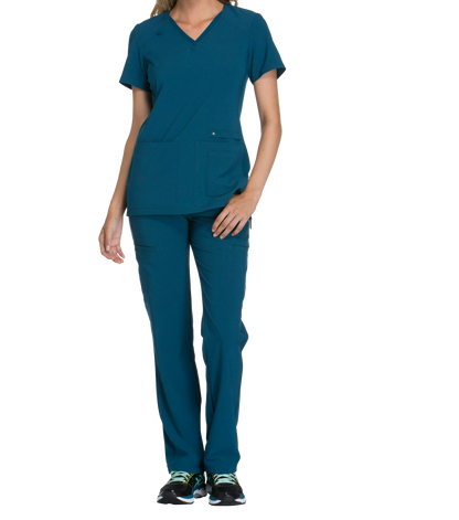 Cherokee iflex Womens V-neck Knit Panel Scrub Top