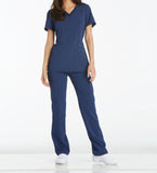 Cherokee iflex Womens V-neck Knit Panel Scrub Top