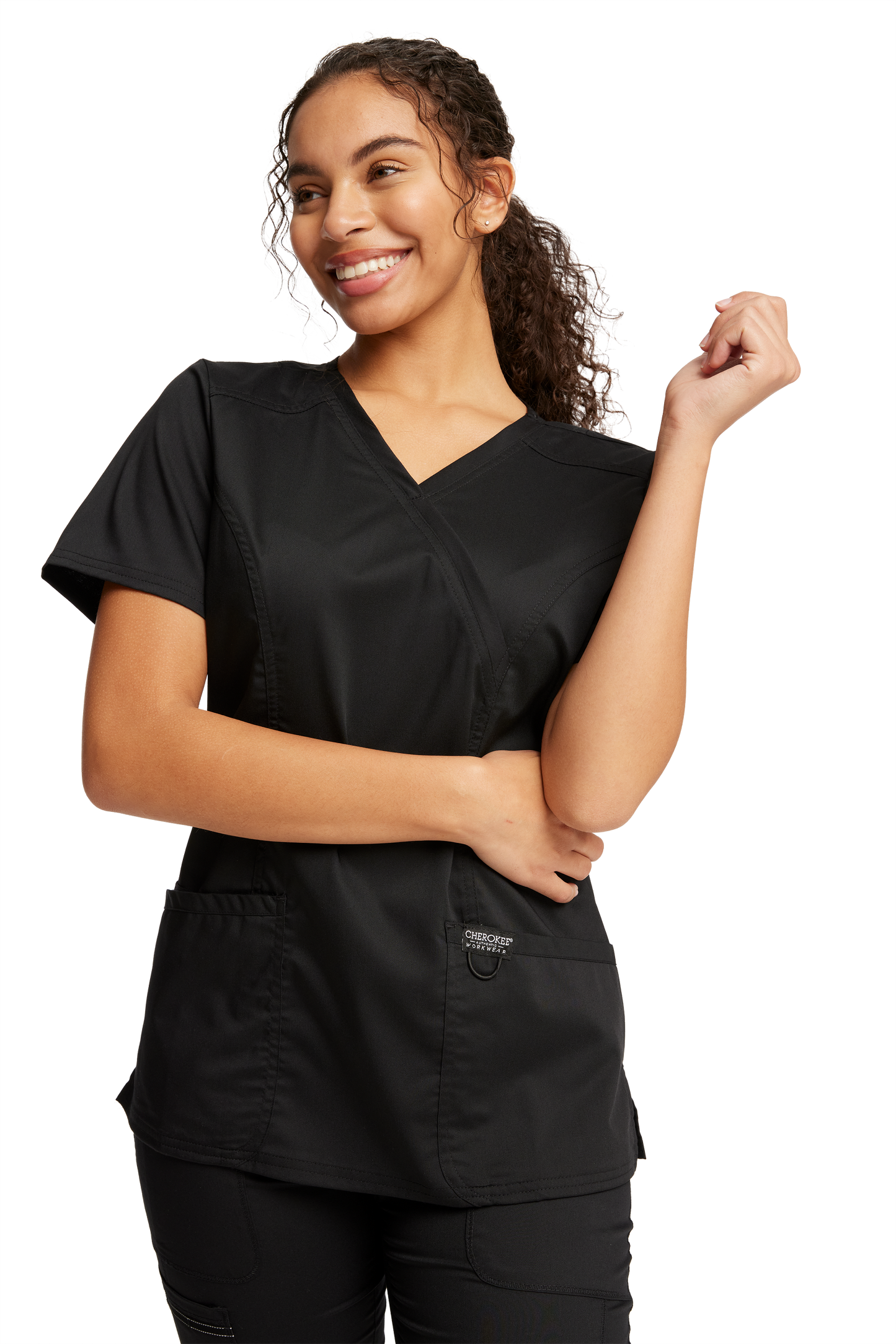 Cherokee Revolution Womens Mock Wrap Scrub Top