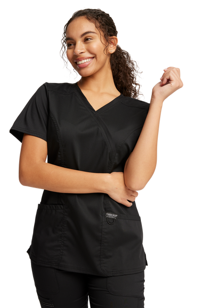 Cherokee Revolution Womens Mock Wrap Scrub Top