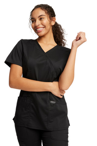 Cherokee Revolution Womens Mock Wrap Scrub Top