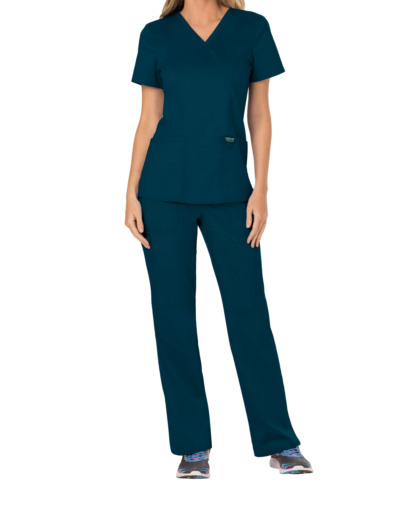 Cherokee Revolution Womens Mock Wrap Scrub Top