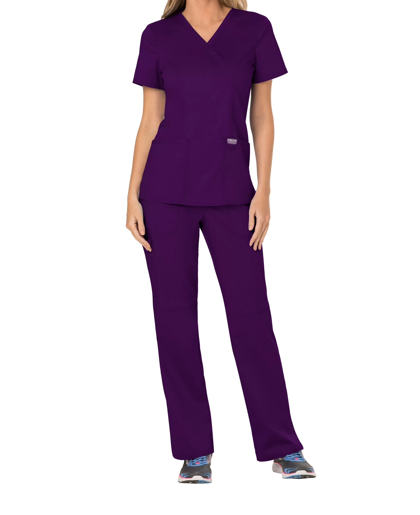 Cherokee Revolution Womens Mock Wrap Scrub Top