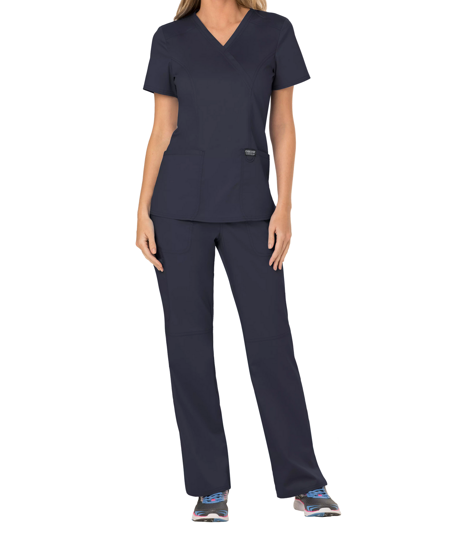 Cherokee Revolution Womens Mock Wrap Scrub Top