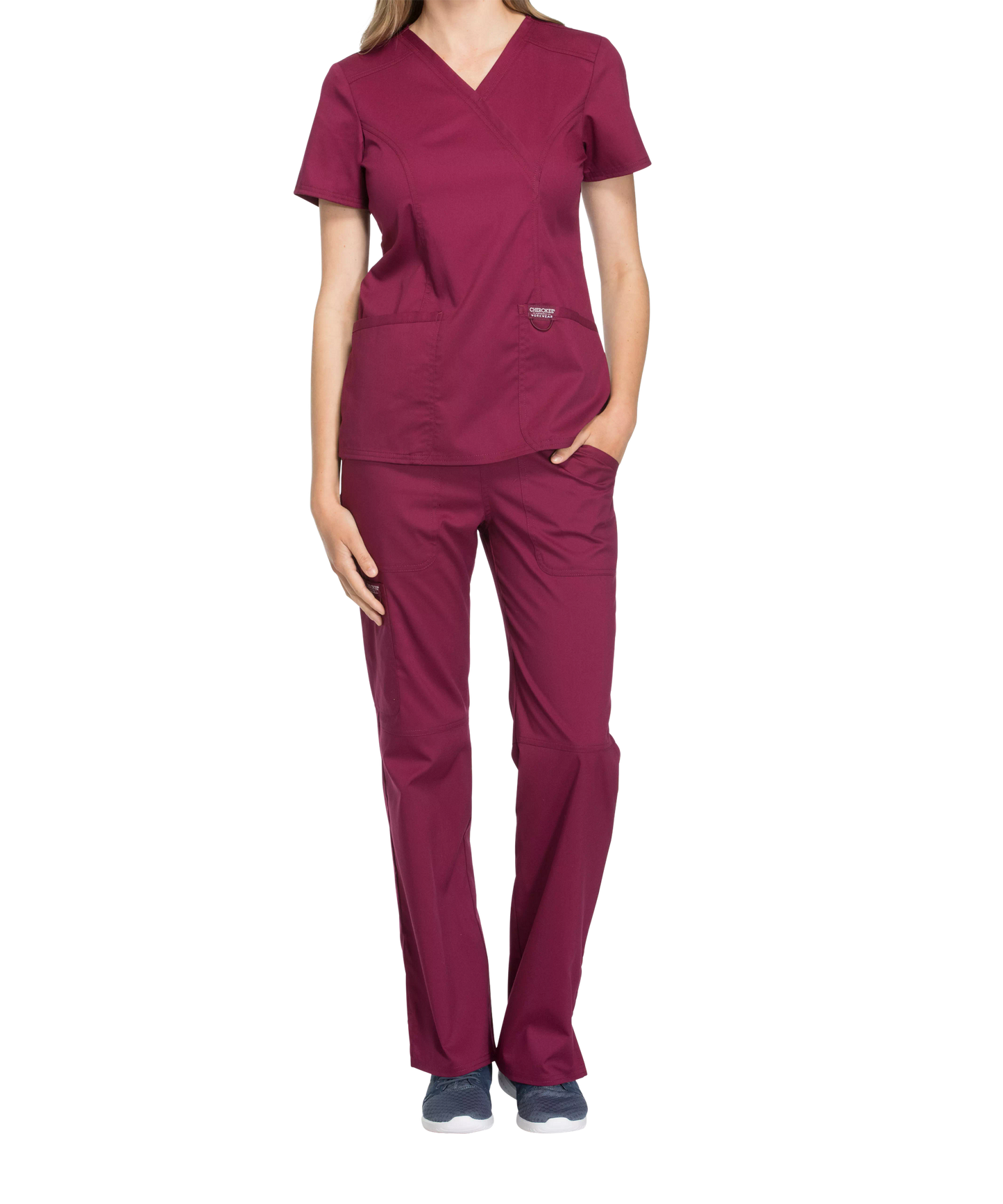 Cherokee Revolution Womens Mock Wrap Scrub Top